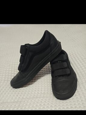 Vans Kids All-Black Velcro Skate Sneakers